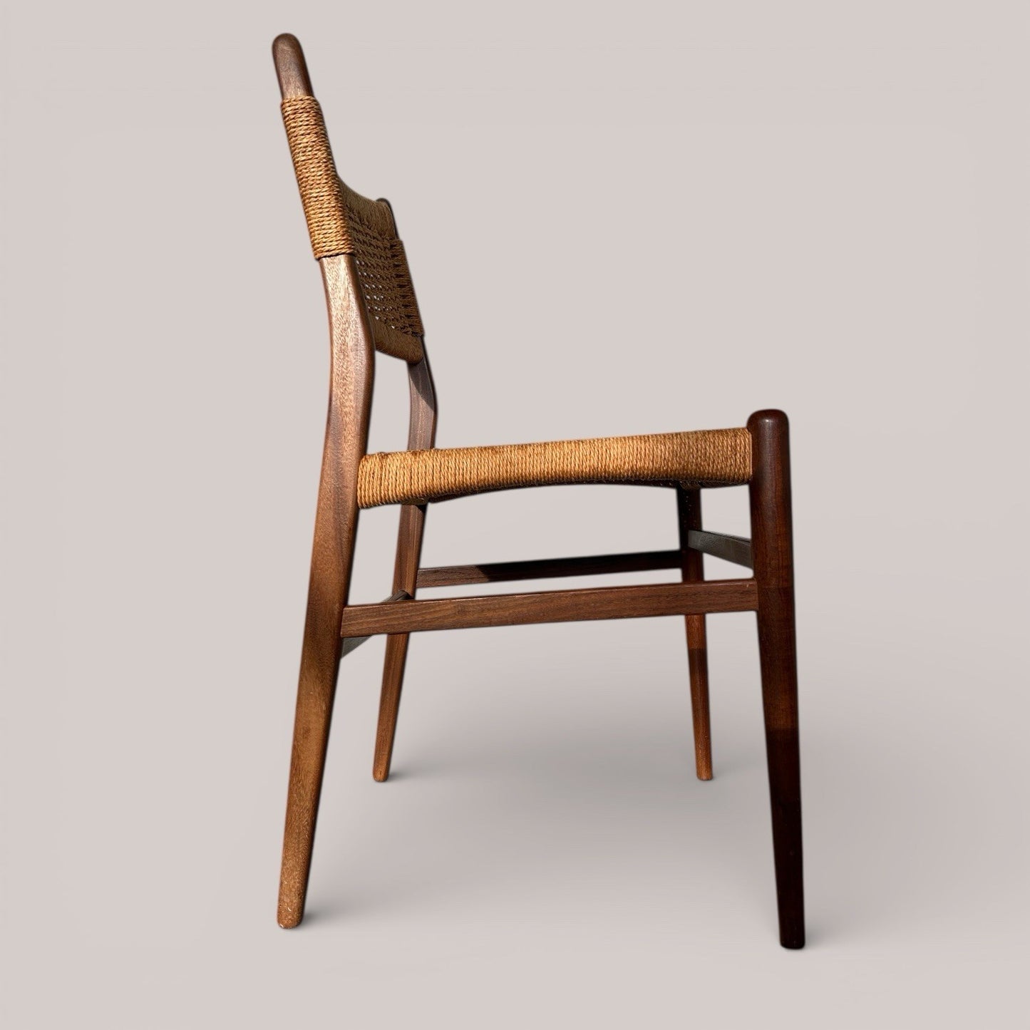 Set of 4 Danish Teak & Cord Dining Chairs