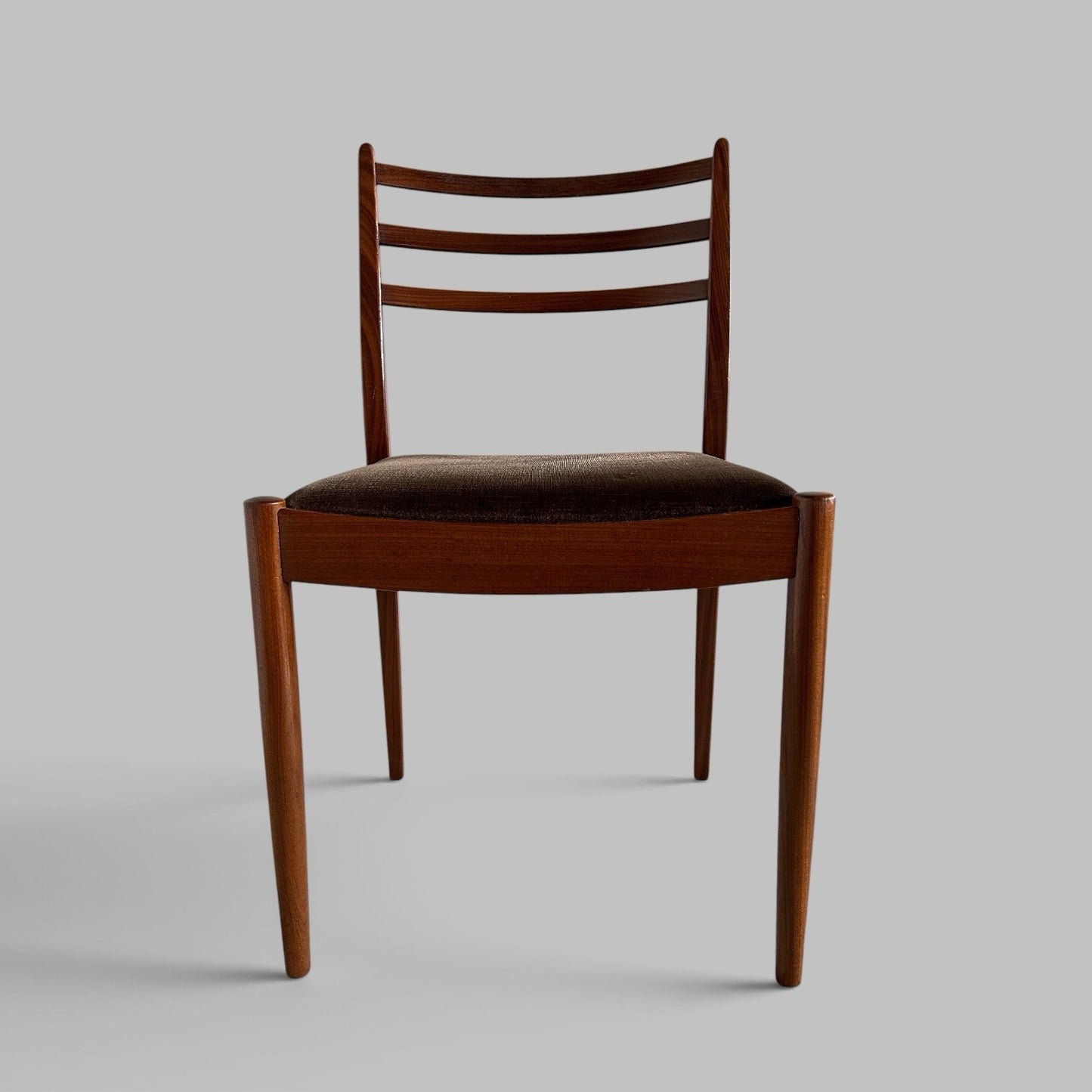Vintage G Plan Teak Dining Chairs – Original Brown Velour Seats