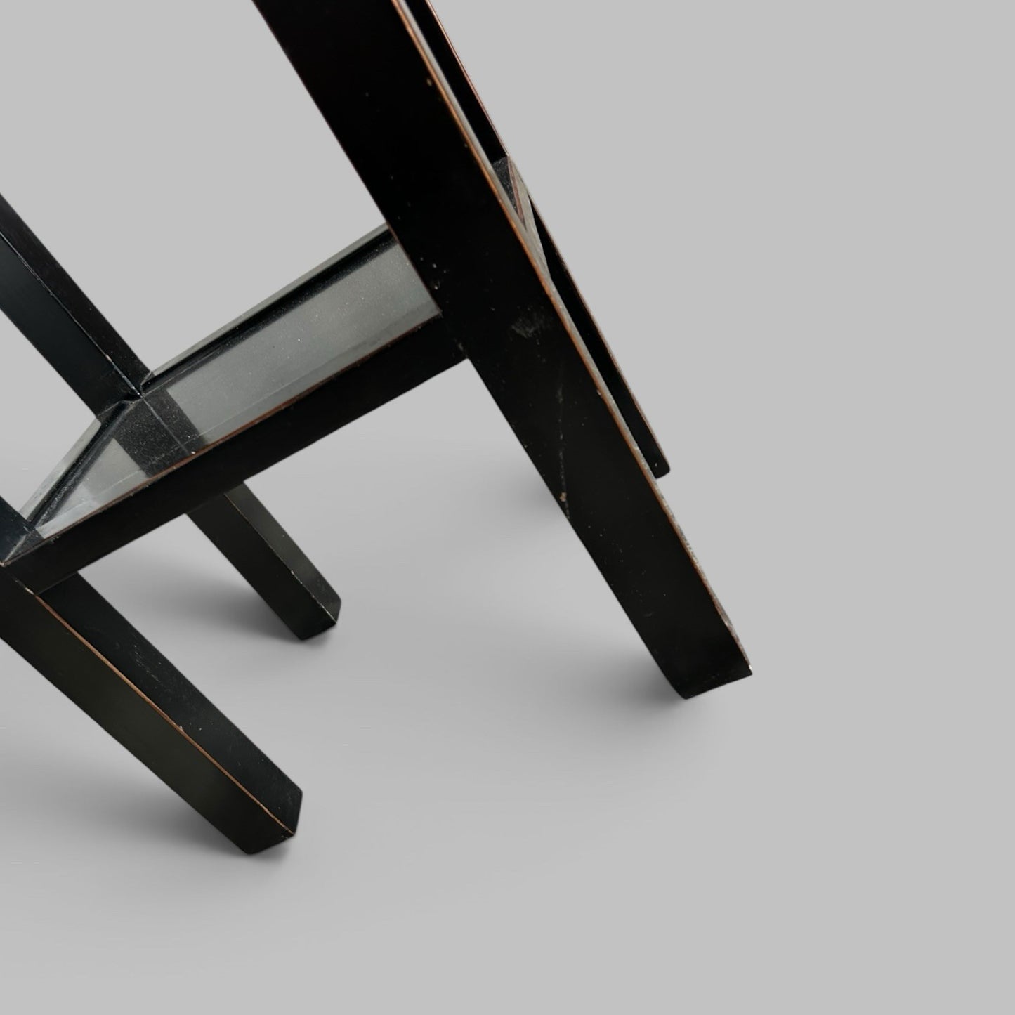 Pair of Black Lacquered Wood Bedside Tables with Drawers