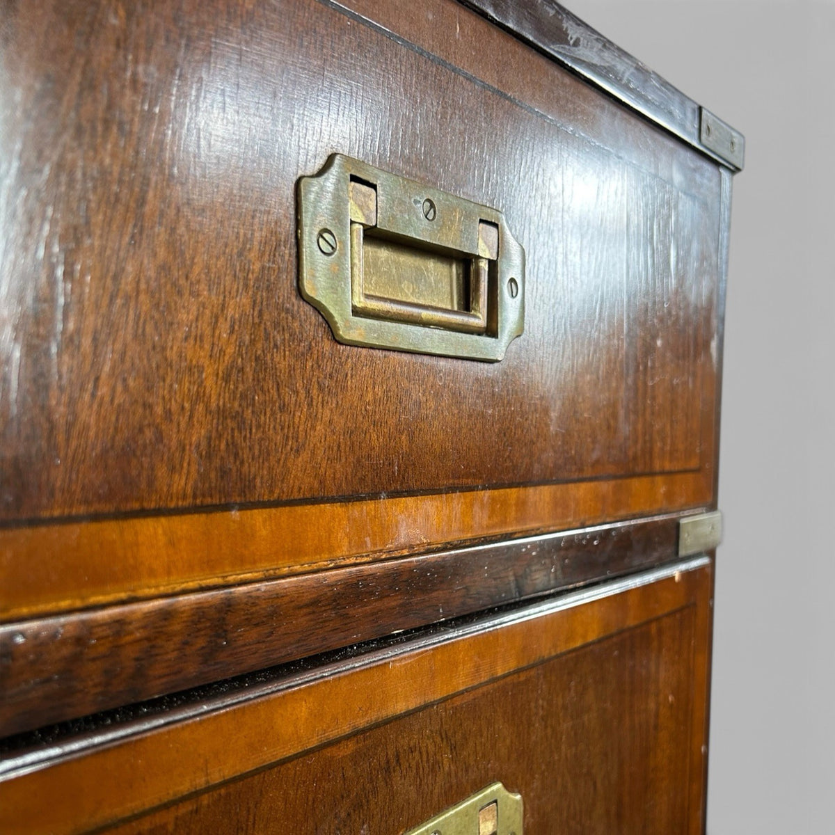 Campaign Style Mahogany Bedside Chest of Drawers