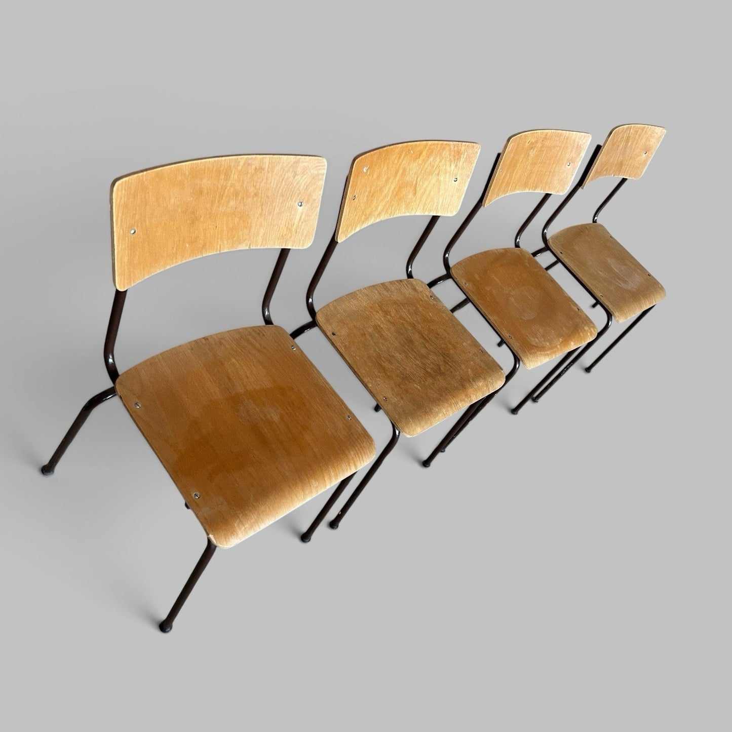 Vintage Plywood Stacking Chairs – Set of Four