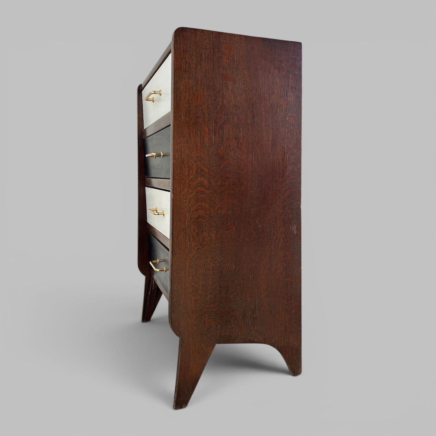 1950s Black and White Chest of Drawers Mid Century Tallboy