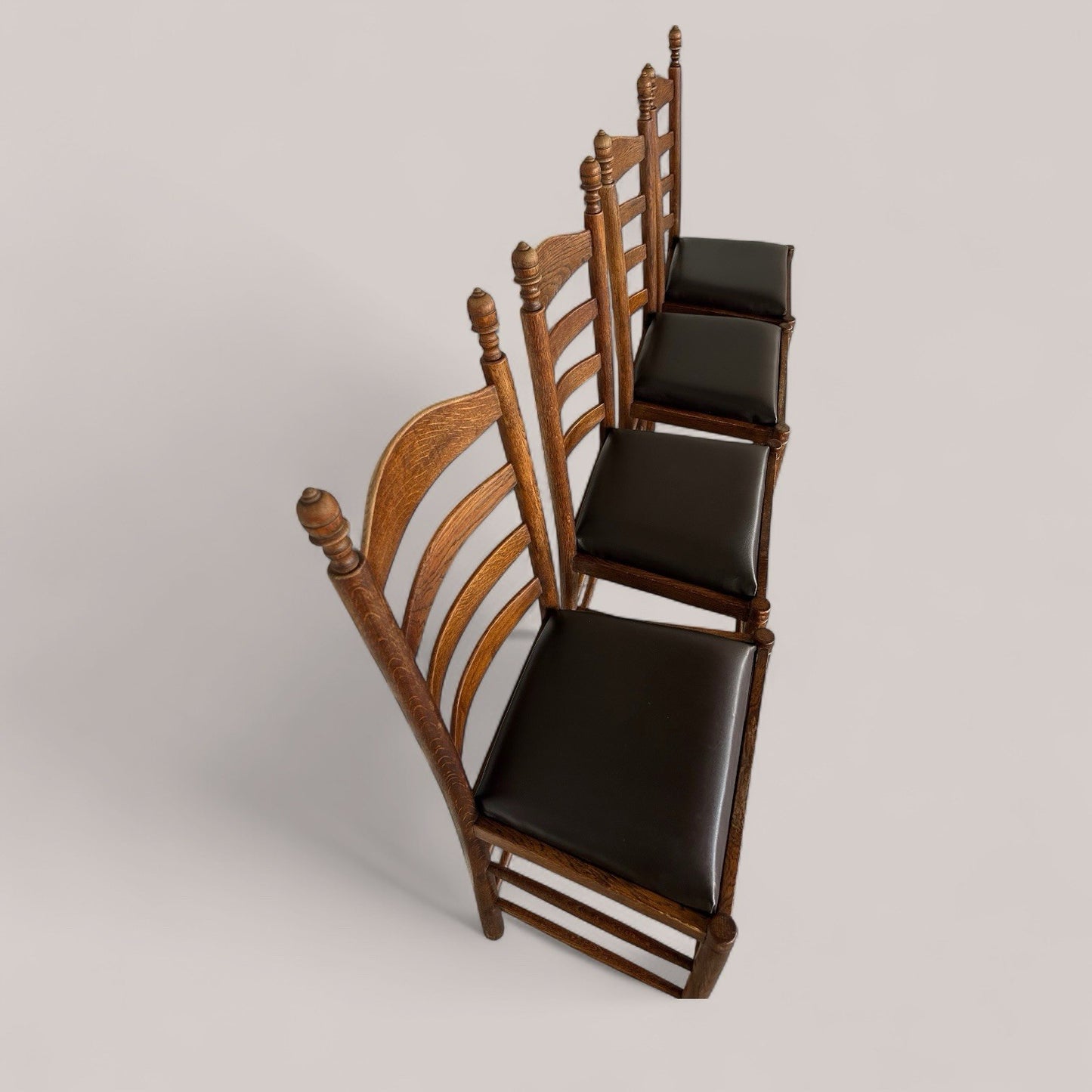 4 SOLID OAK FARMHOUSE DINING CHAIRS