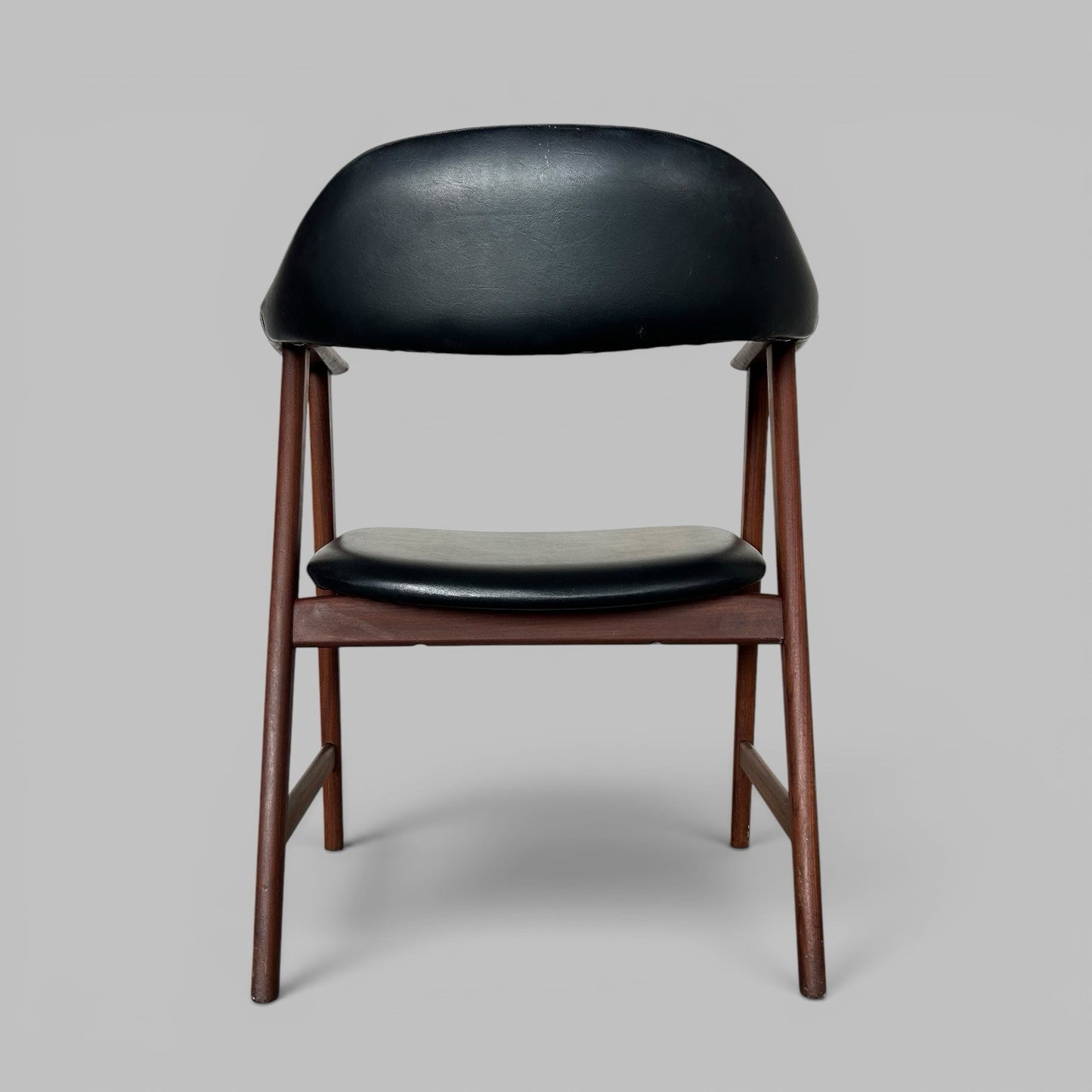 Set of Four Danish Style Solid Teak Cowhorn Dining Chairs