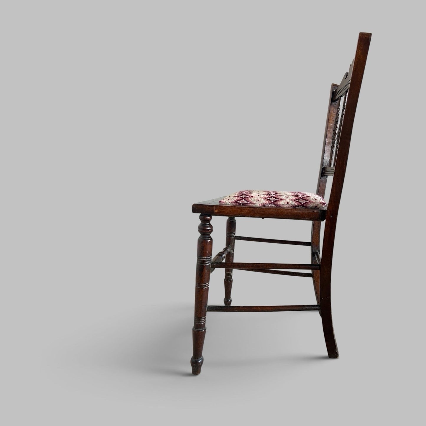Edwardian Oak Side Chair with Barley Twist Back