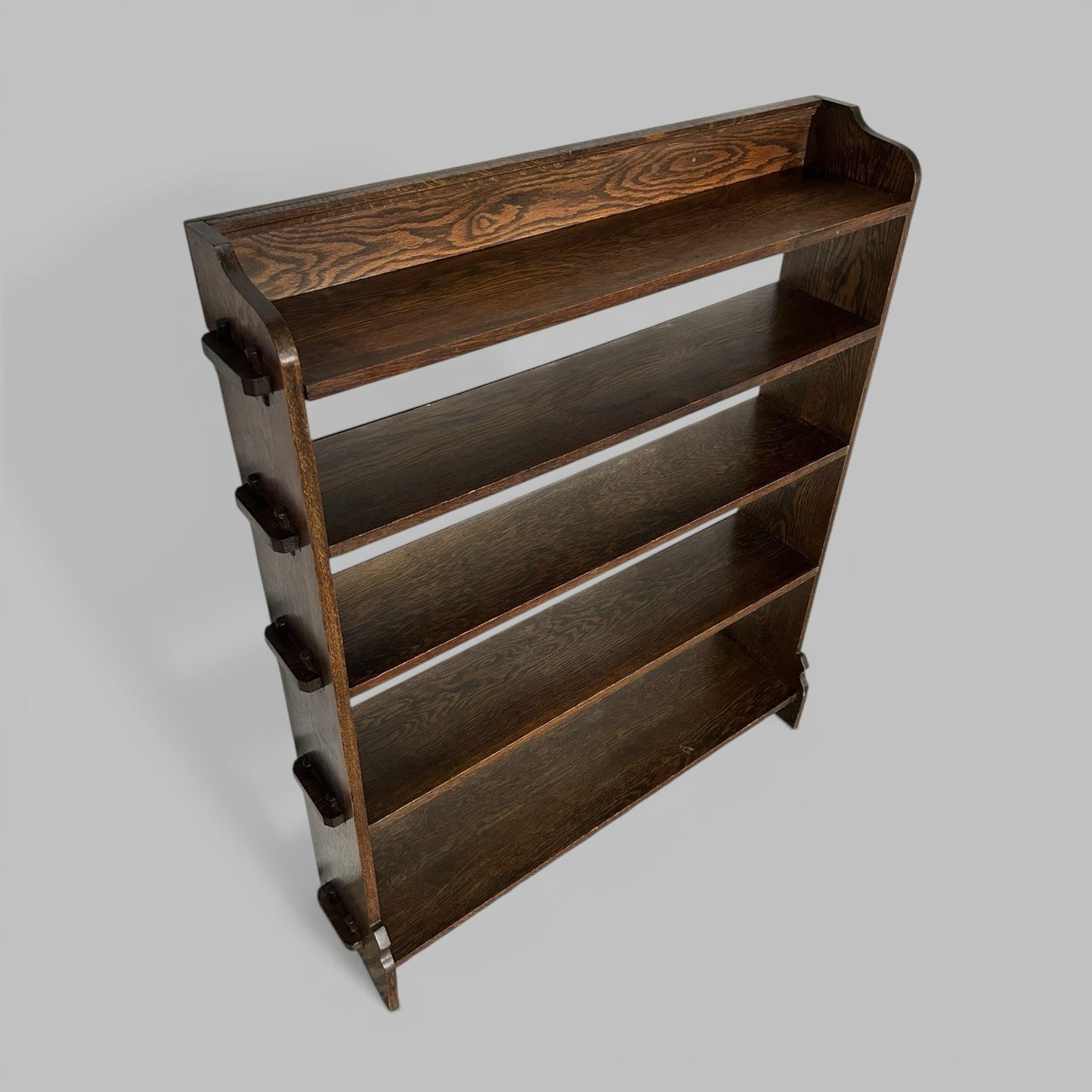 Arts and Crafts Oak Bookcase – Open Shelving with Pegged Details