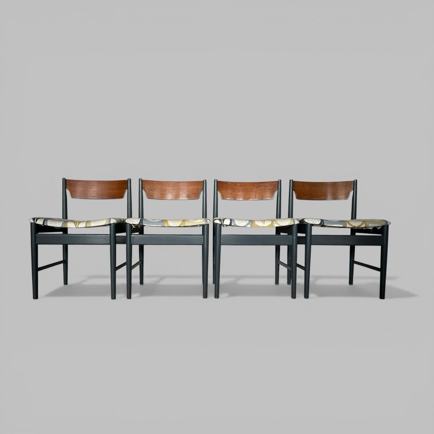 Mid Century Dining Chairs Set of 4 Painted Frame