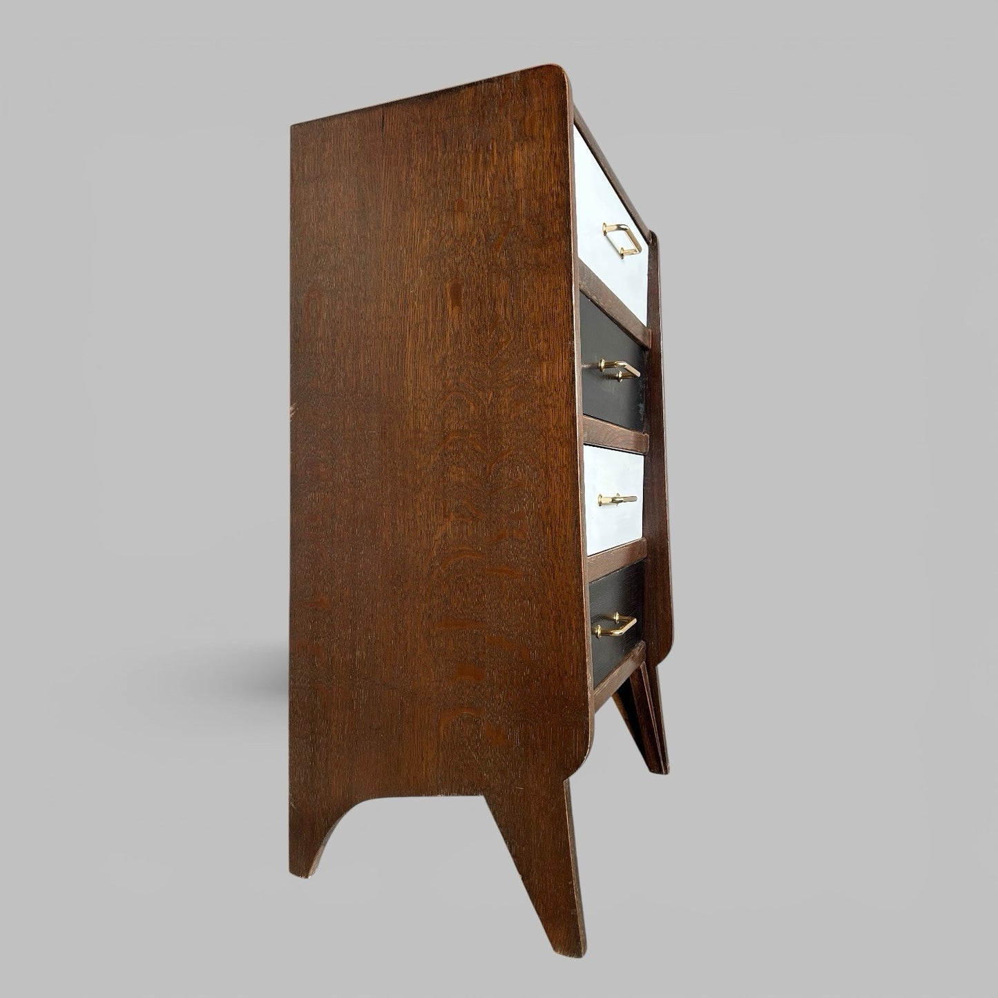 1950s Black and White Chest of Drawers Mid Century Tallboy