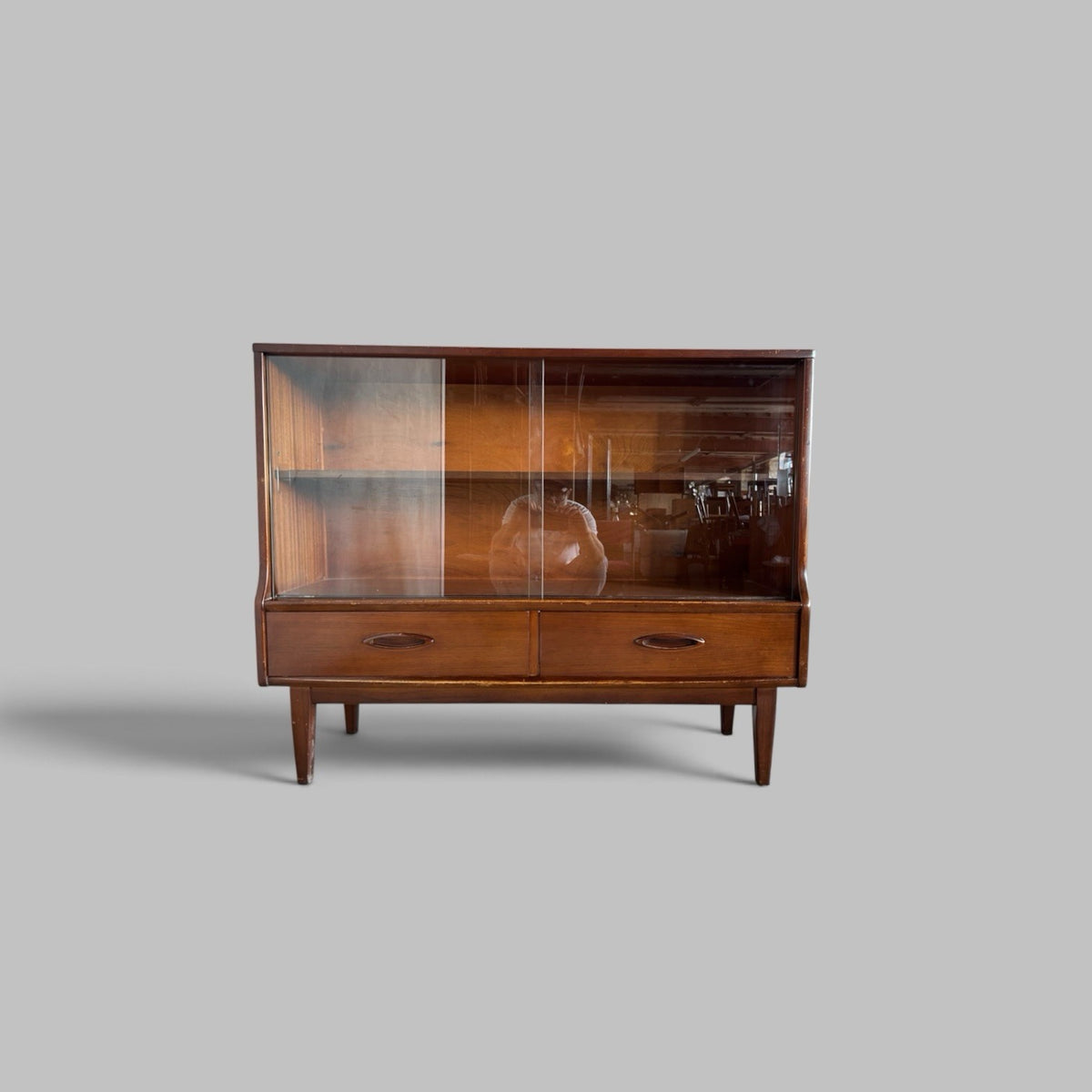 1960s Jentique Glazed Display Cabinet with Two Drawers