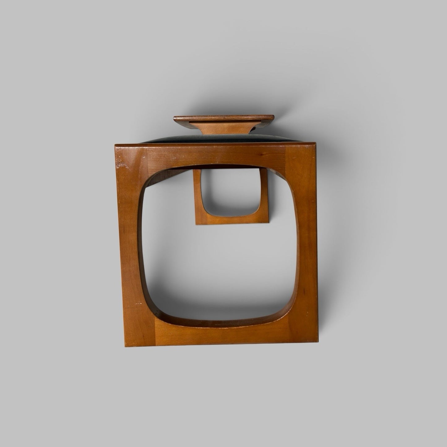 Vintage Wooden Telephone Table with Black Vinyl Seat