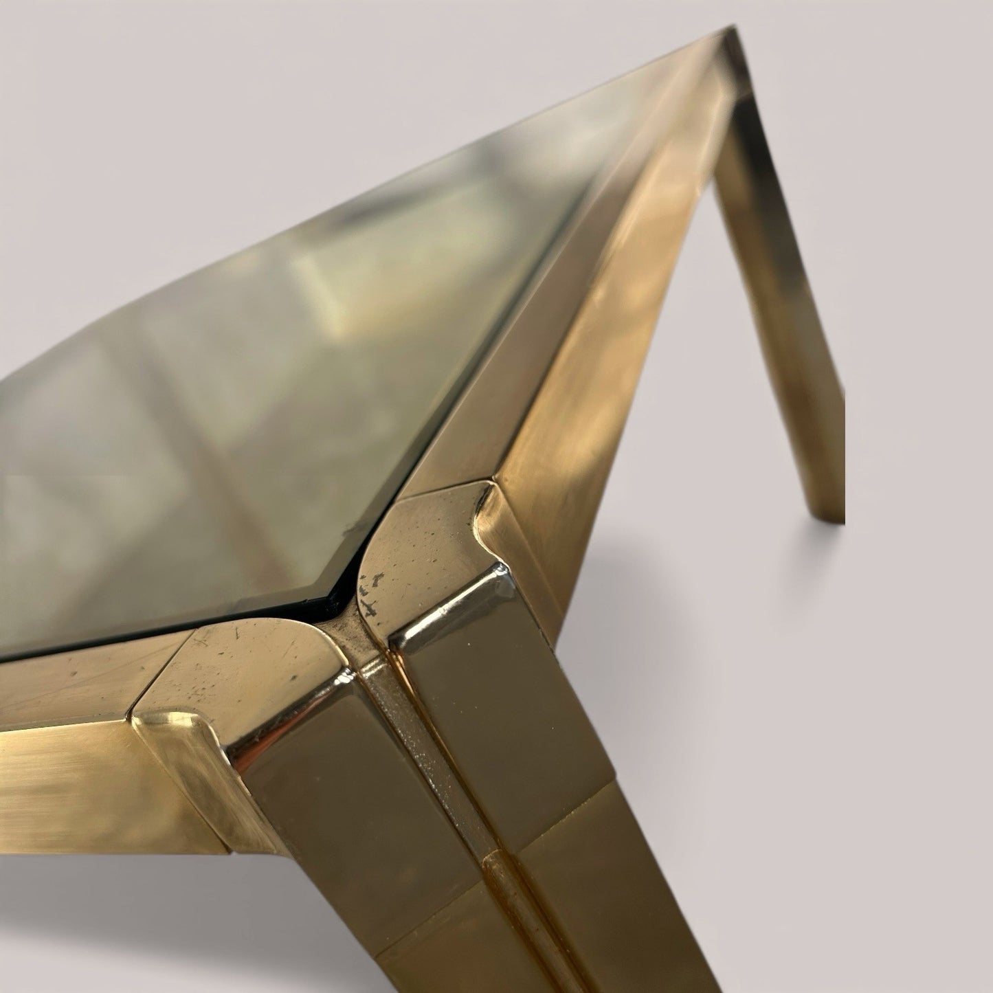 1970s Gold & Glass Hollywood Regency Coffee Table