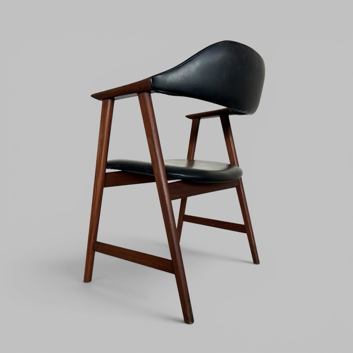 Set of Four Danish Style Solid Teak Cowhorn Dining Chairs