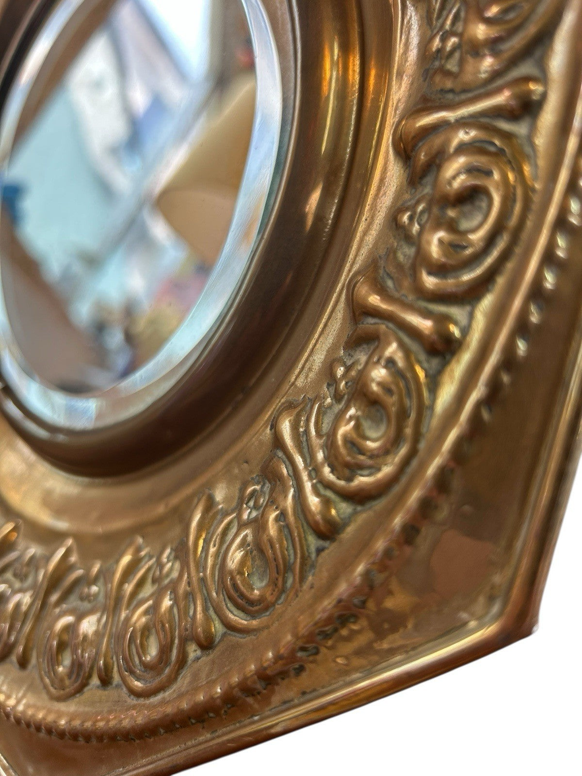 Vintage Brass Mirror With Stand