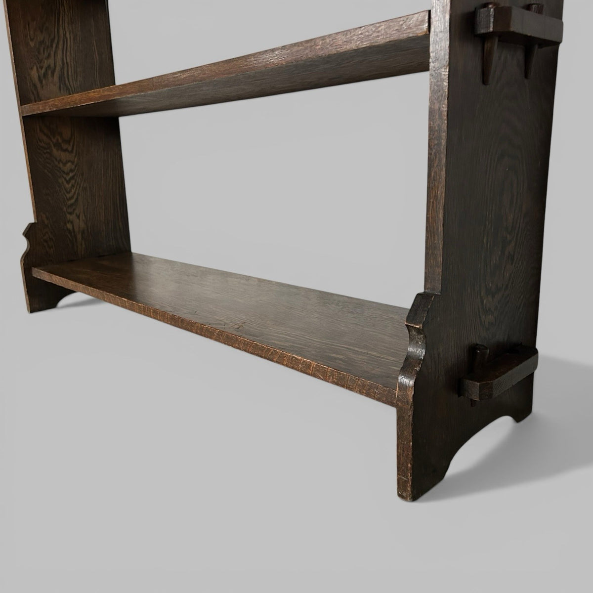 Arts and Crafts Oak Bookcase – Open Shelving with Pegged Details