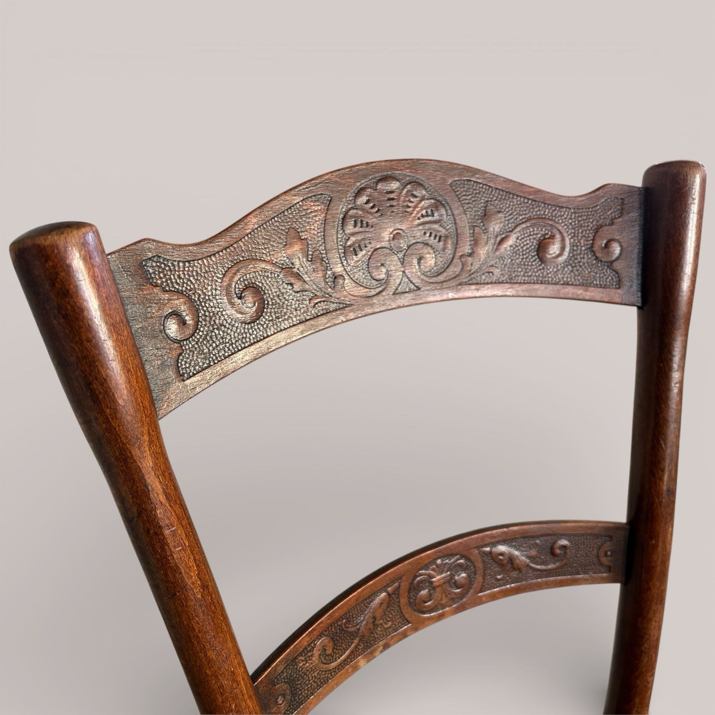 Antique Thonet Bentwood Dining Chair with Embossed Seat