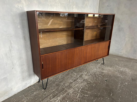 Slimline mid century glazed storage / display unit / sideboard by Beaver & Tapley.