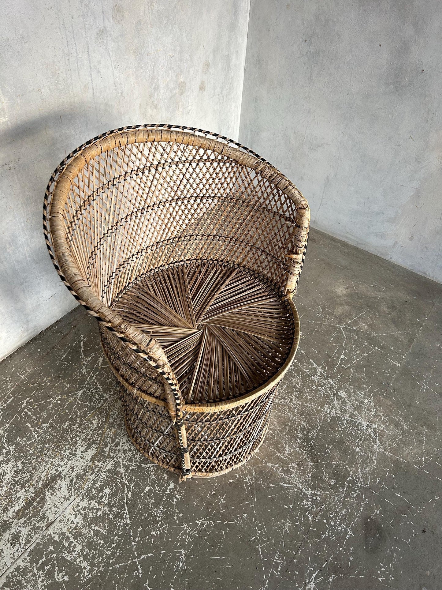 Vintage rattan tub style peacock chair