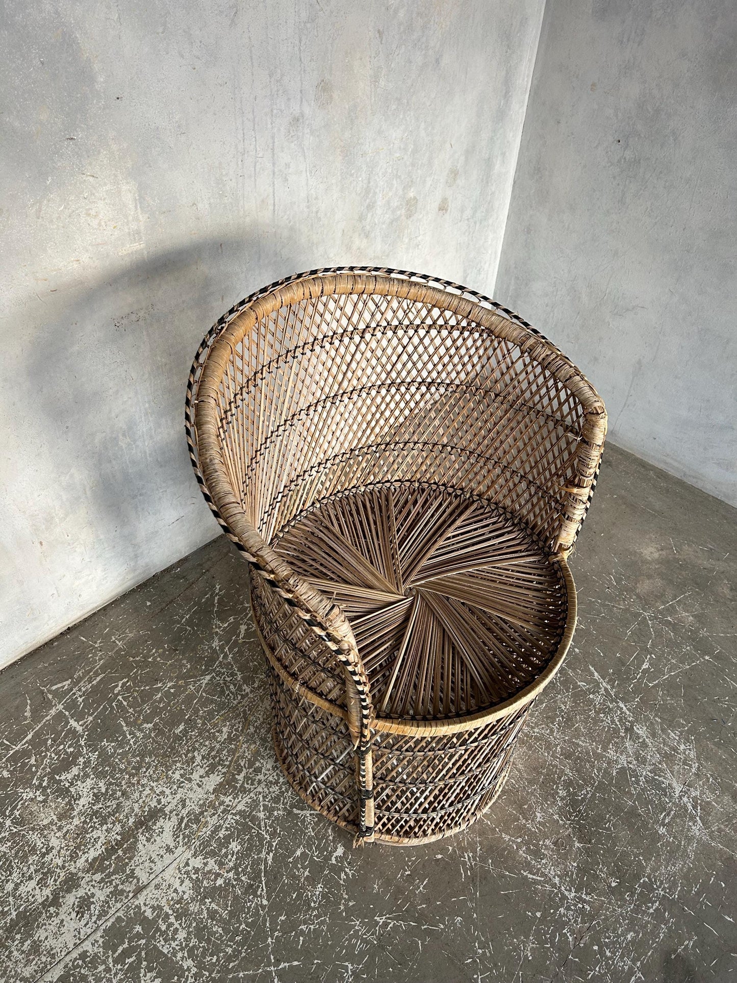 Vintage rattan tub style peacock chair