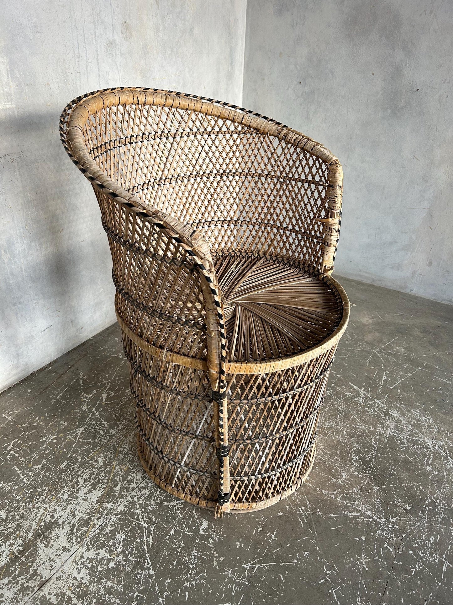 Vintage rattan tub style peacock chair