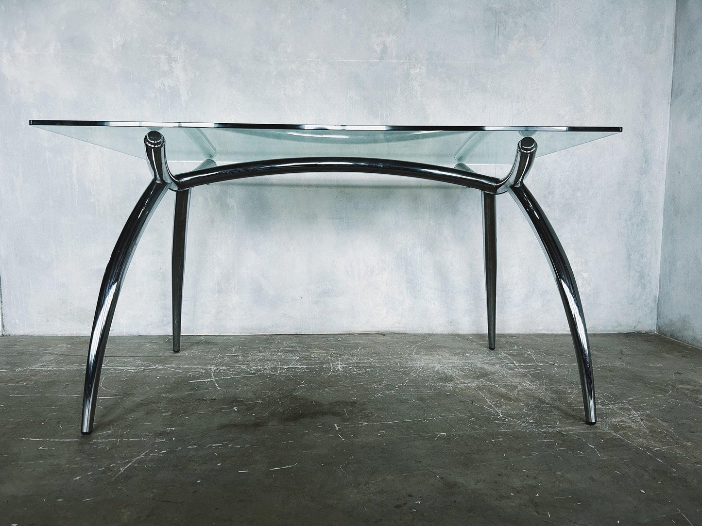 Italian glass and chrome dining table by Calligaris