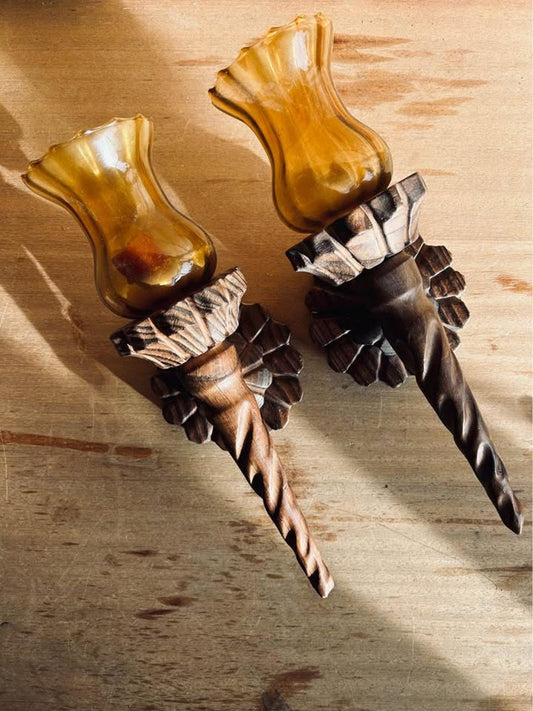 Kitsch retro candlestick wall sconces (pair)