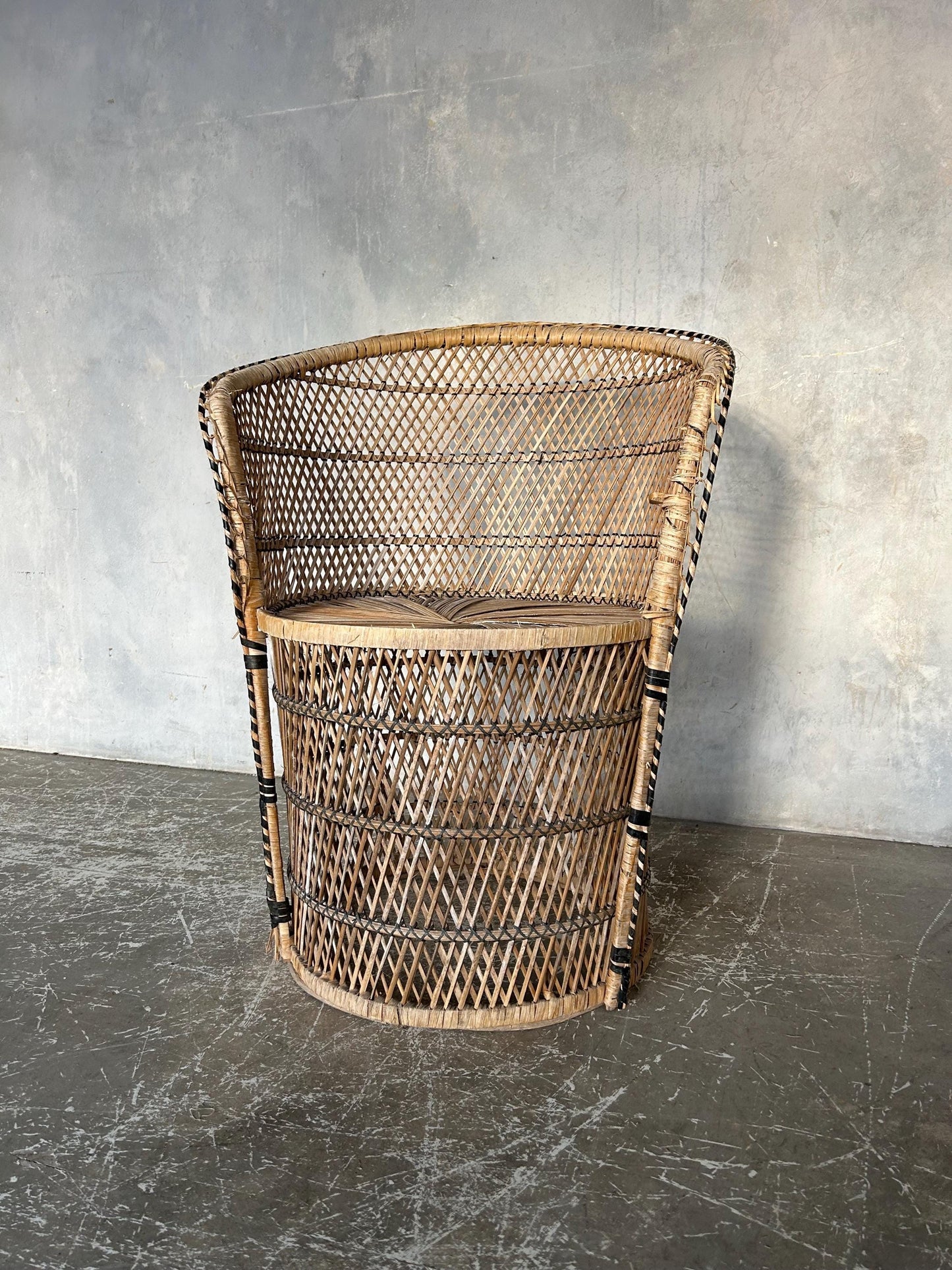 Vintage rattan tub style peacock chair