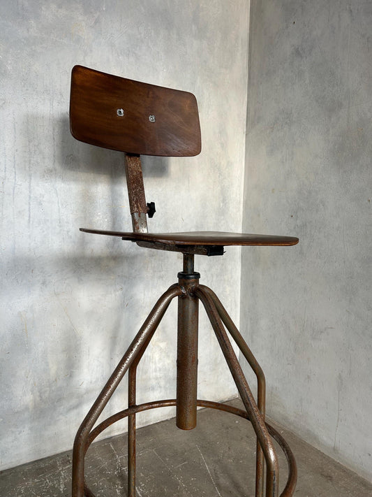 vintage industrial machinists stool