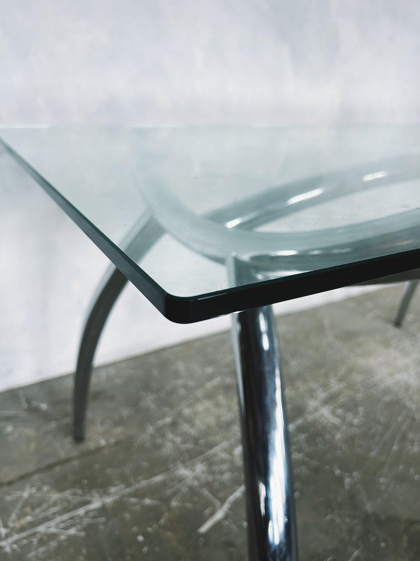 Italian glass and chrome dining table by Calligaris