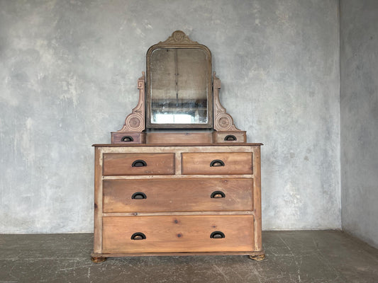 Rustic French style stripped distressed chest of drawers / dressing table