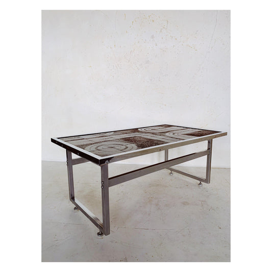 Chrome & tile coffee table