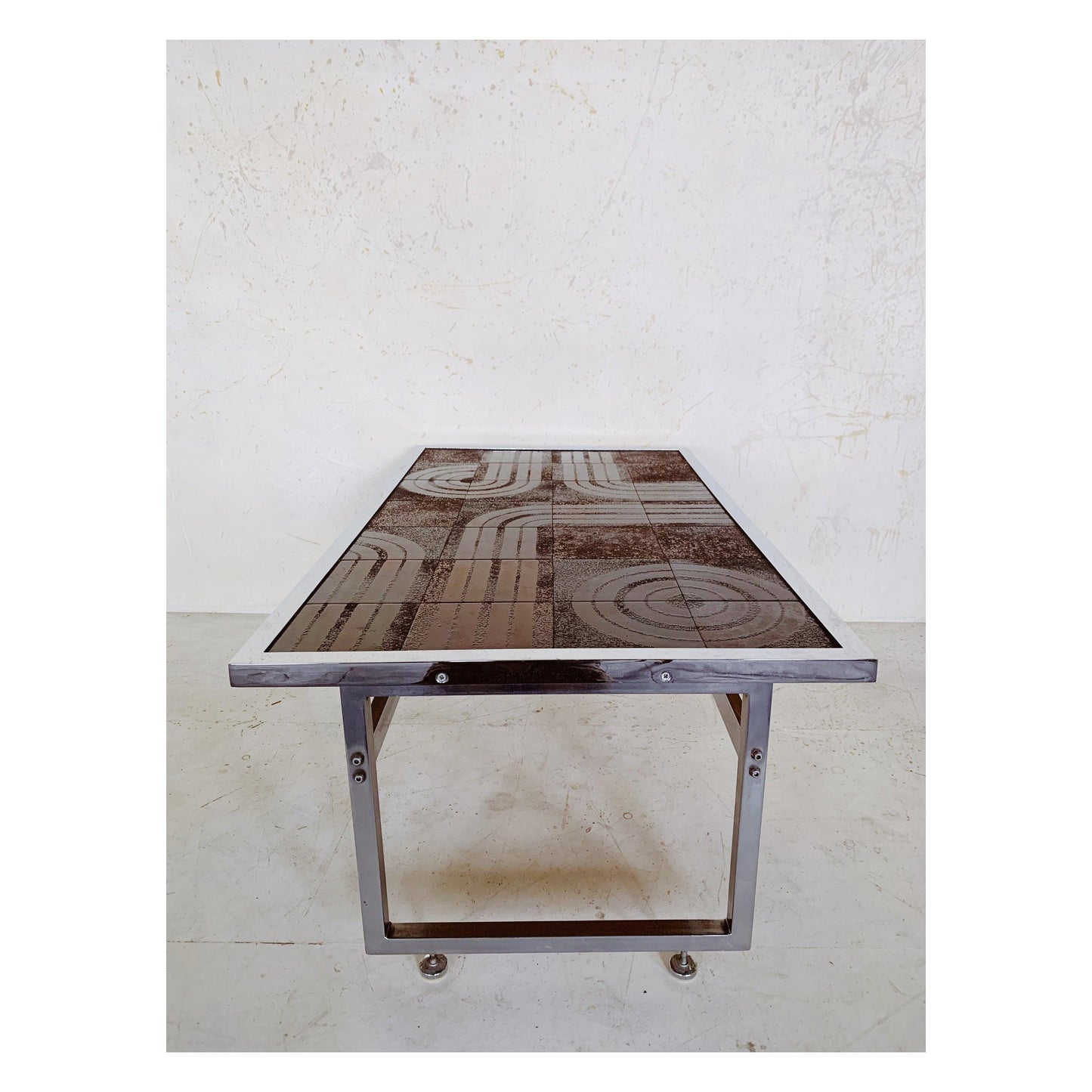 Chrome & tile coffee table