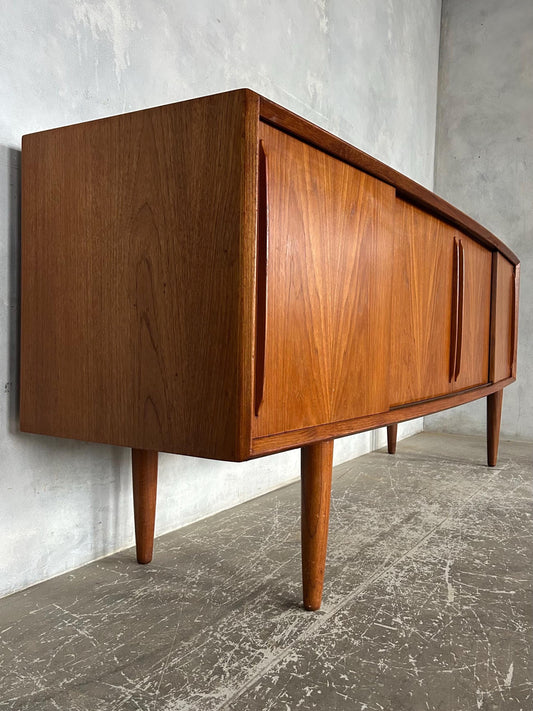 1960s Danish Teak Bow Front Sideboard by Svend Aage Madsen for H P Hansen